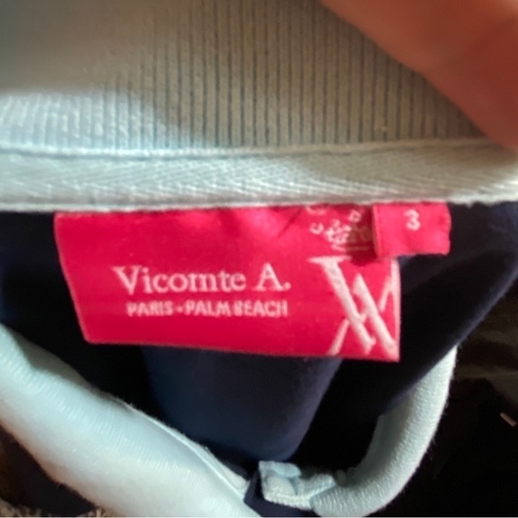 Vicompte A Navy Blue / Light Blue Polo Size 3 (Small USA) - Picture 6 of 8